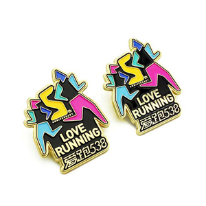 Custom Made Cast Metal Die Cut Running Marathon Event Enamel Pins Badges <strong>Bulk</strong> Making Hard Enamel Emblem Pin - Product Image 4