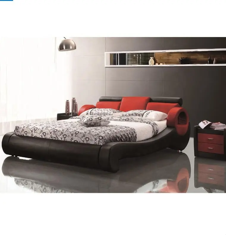 Bọc da giả nền tảng giường với thanh gỗ hỗ trợ chần đầu giường kích thước đầy đủ-Đen Đỏ Nâu