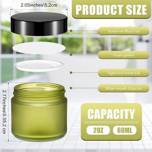 Losyonlar tozları merhemler örnek krem saklamak için iç gömlekleri ile 2 oz cam kapaklı kavanoz boş yuvarlak kozmetik kavanozlar - Product Image 2