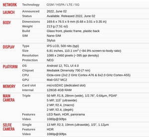 TCLスタイラスT779W用携帯電話Octa Core Android 11 - Product Image 2