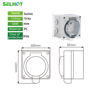 Enchufe e interruptor multifunción de superficie impermeable IP66 tipo 3 + 2 con cubierta 16A y 10A corriente nominal