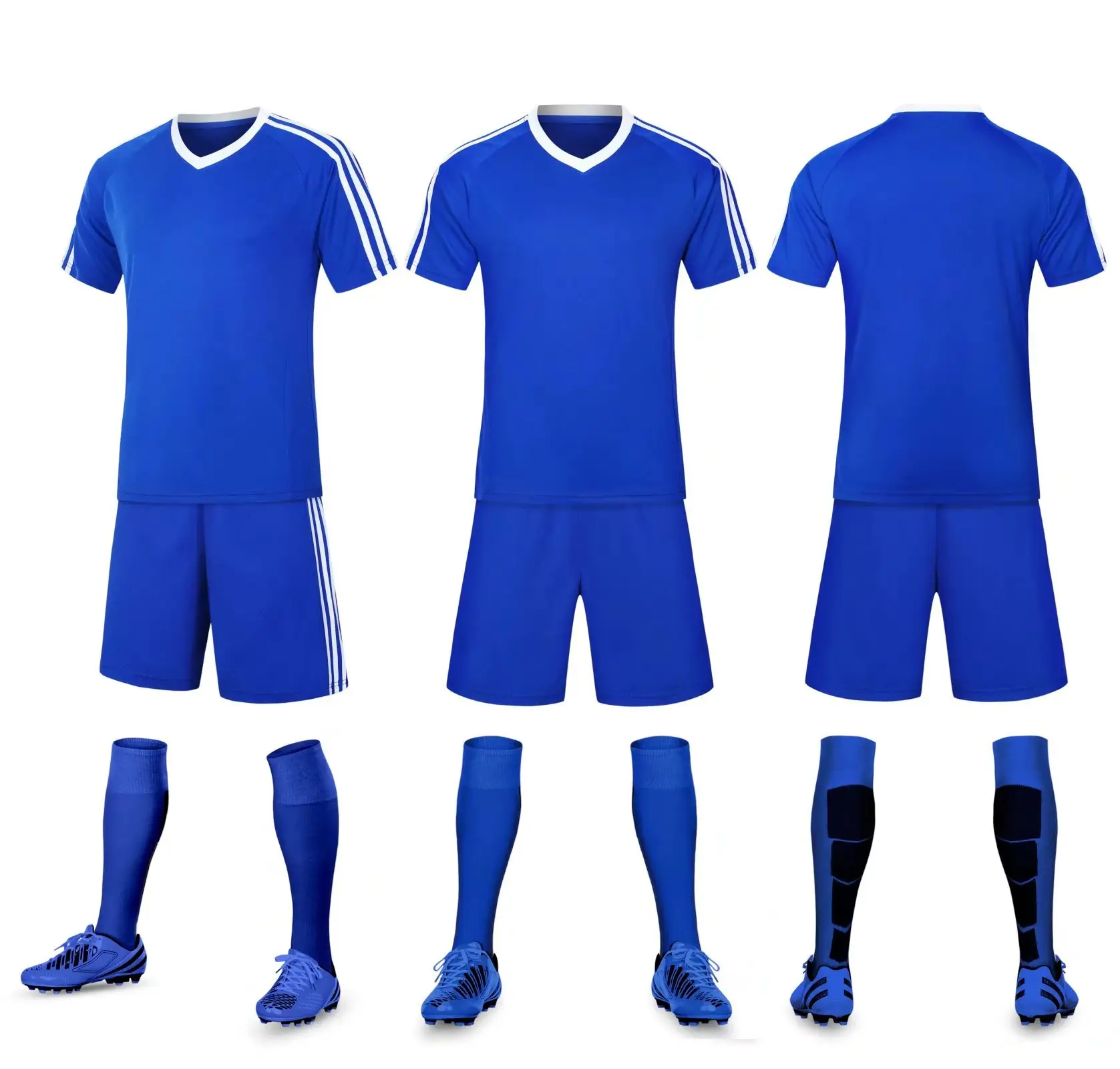 Custom soccer tshirt retro football shirts jersey blue plus sizes oem logos 160 grams summer set