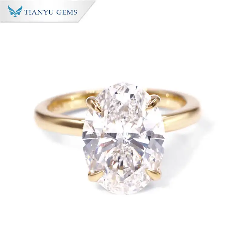 TIANYU GEMS personalizzato elegante 3CT ovale brillante Lab Grown Diamond White Gold anello di fidanzamento per le donne