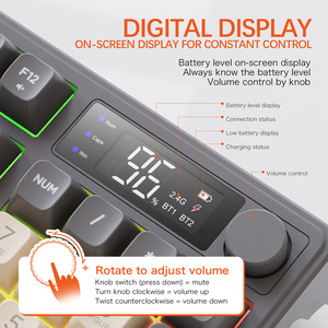 Teclado para juegos con perilla de volumen de pantalla de batería, 94 teclas 2,4G Teclado de computadora personalizable inalámbrico para computadora portátil - Product Image 3