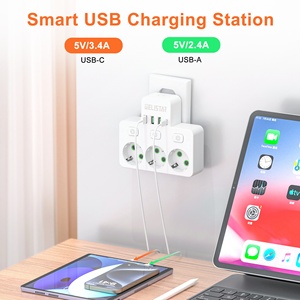 Adattatore da viaggio EU 3 prese 3USB 1 tipo C multifunzione interruttore indipendente - Product Image 3
