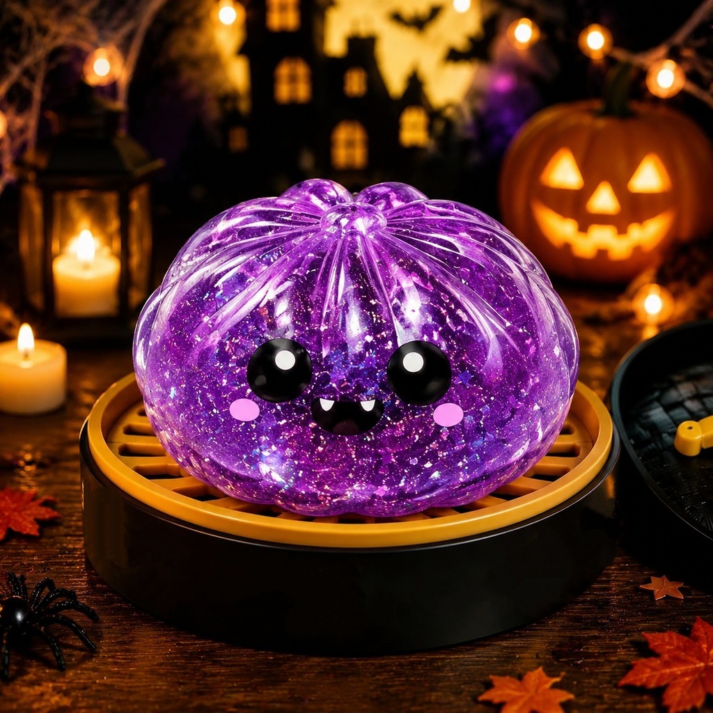 Petit pain vapeur Halloween-mauvais violet-5,5 cm