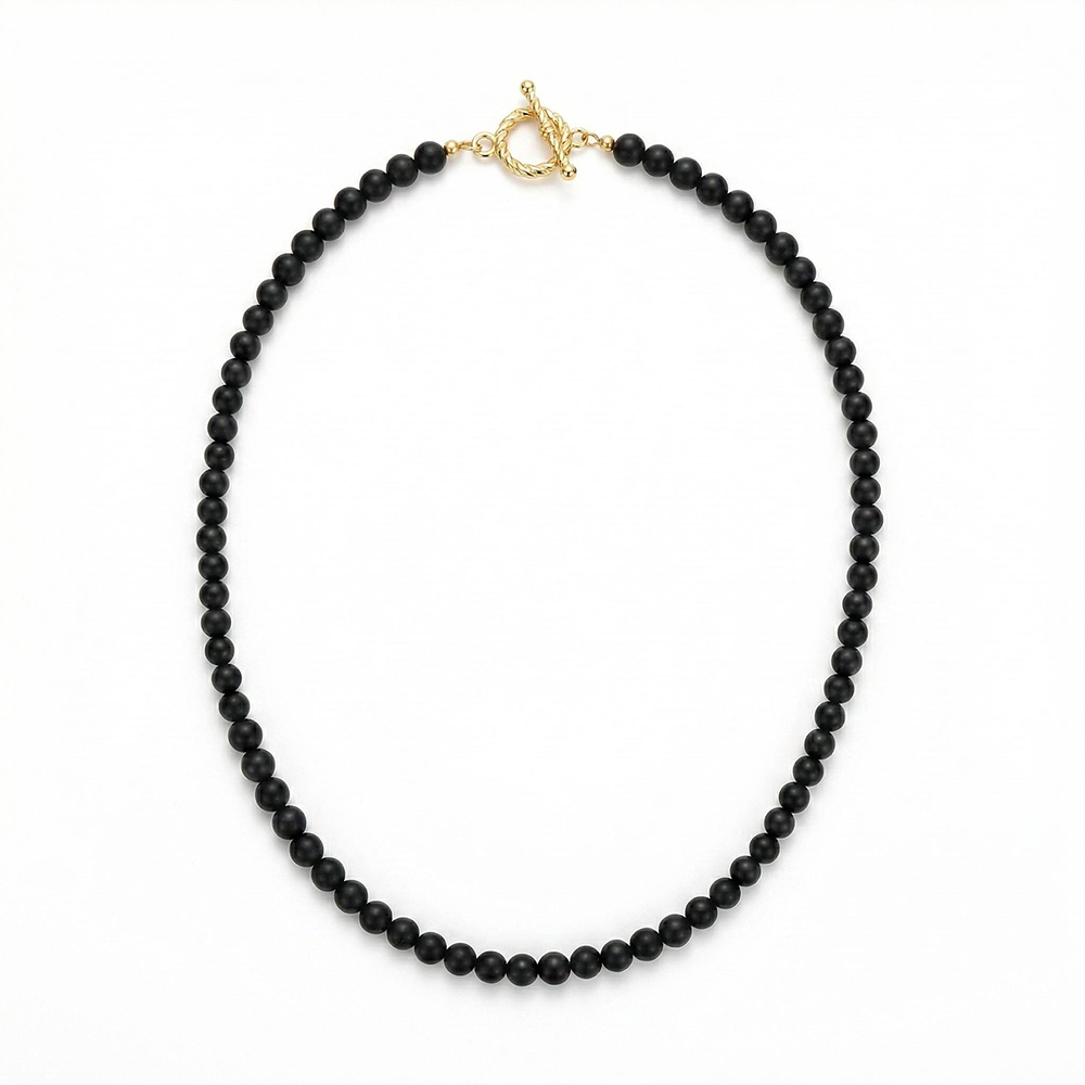 Black matt stone necklace