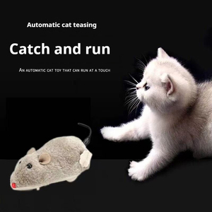 Joying毛绒发条鼠标逗弄猫链鼠标玩具可以运行鼠标逗弄猫自我乐趣猫玩具