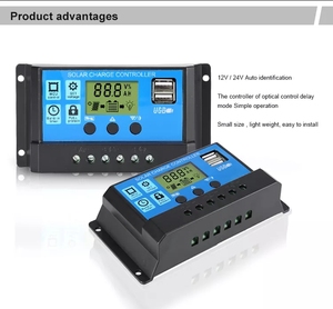 PWM Solar laderegler 12V/24V 10A -60A LCD-Display & 2 USB für Blei-Säure-Batterien Beleuchtungs regler Spannungs regler - Product Image 2
