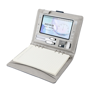 Diario de desbloqueo de huellas dactilares OEM personalizado, pantalla LCD MP4 de 7 pulgadas, cuaderno inteligente de cuero, cuaderno inteligente con Powerbank - Product Image 1