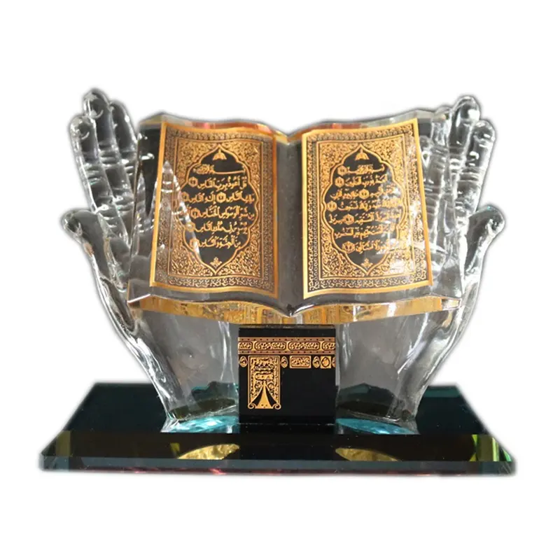 Atacado de casamento decorativo cristal muscular kaaba com cristal islâmico quran livro lembranças presentes