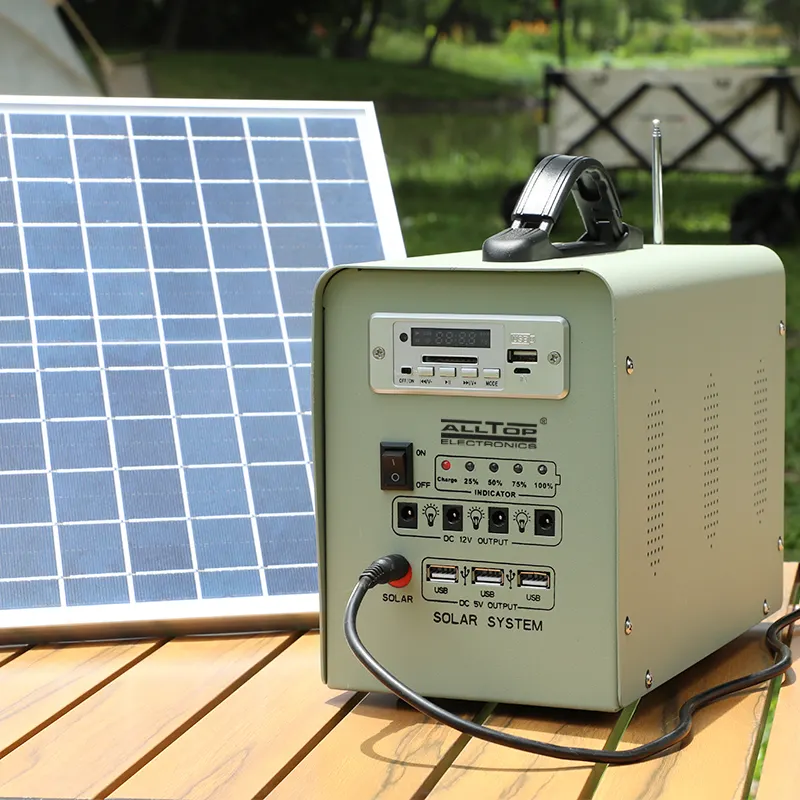 Estación de energía solar, generador de iluminación de radio, sistema de energía solar portátil para el hogar, para uso en camping