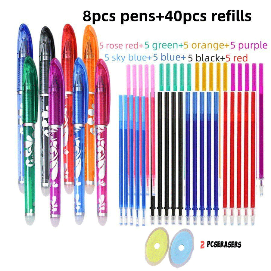 8 penne 40 ricariche inchiostro rosa+2 gomme, porcellana blu e bianca,