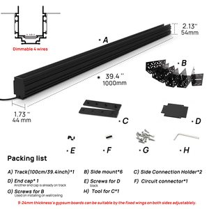 SCON 0.5M 1M 1.5M 4线线性天花板嵌入式完整110-277V DC24V发光二极管Cob磁性轨道灯轨道照明系统