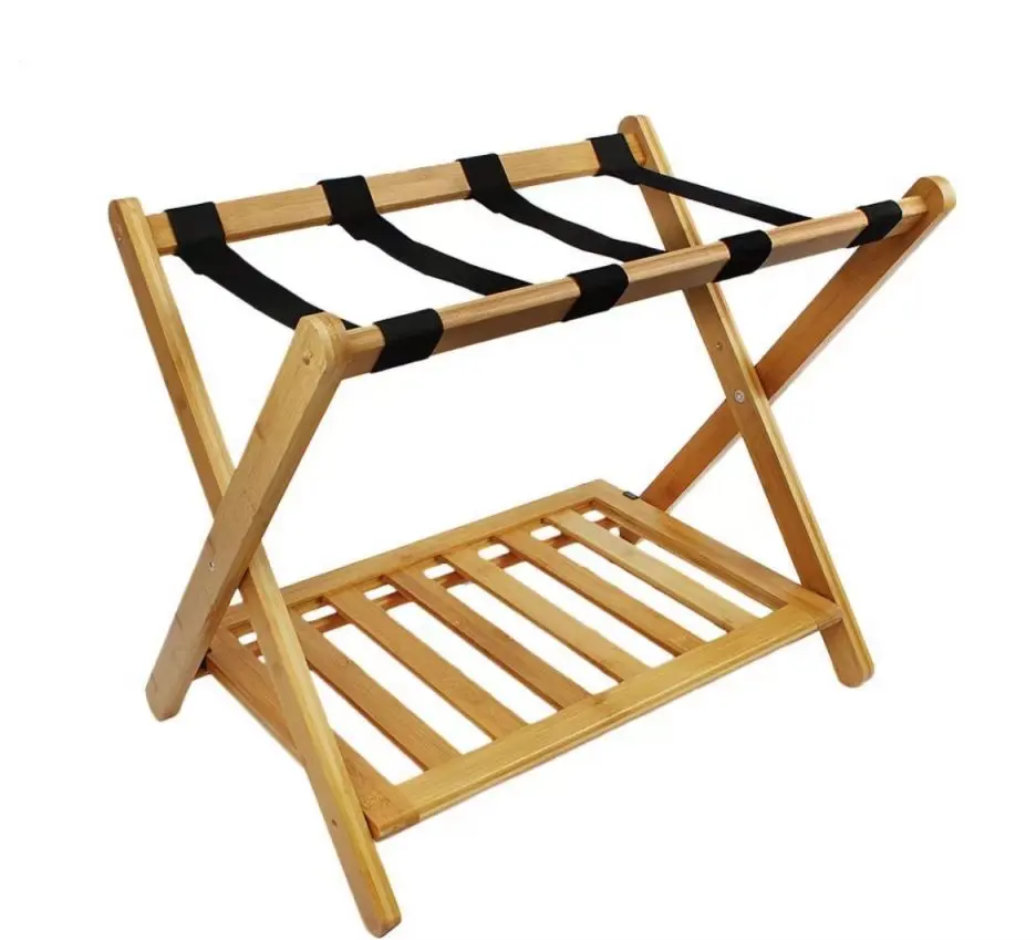 Hotel Wood Luggage Rack Stand Shelf Stable Durable Suitcases Racks Foldable Baggage Holder storage holders and racks