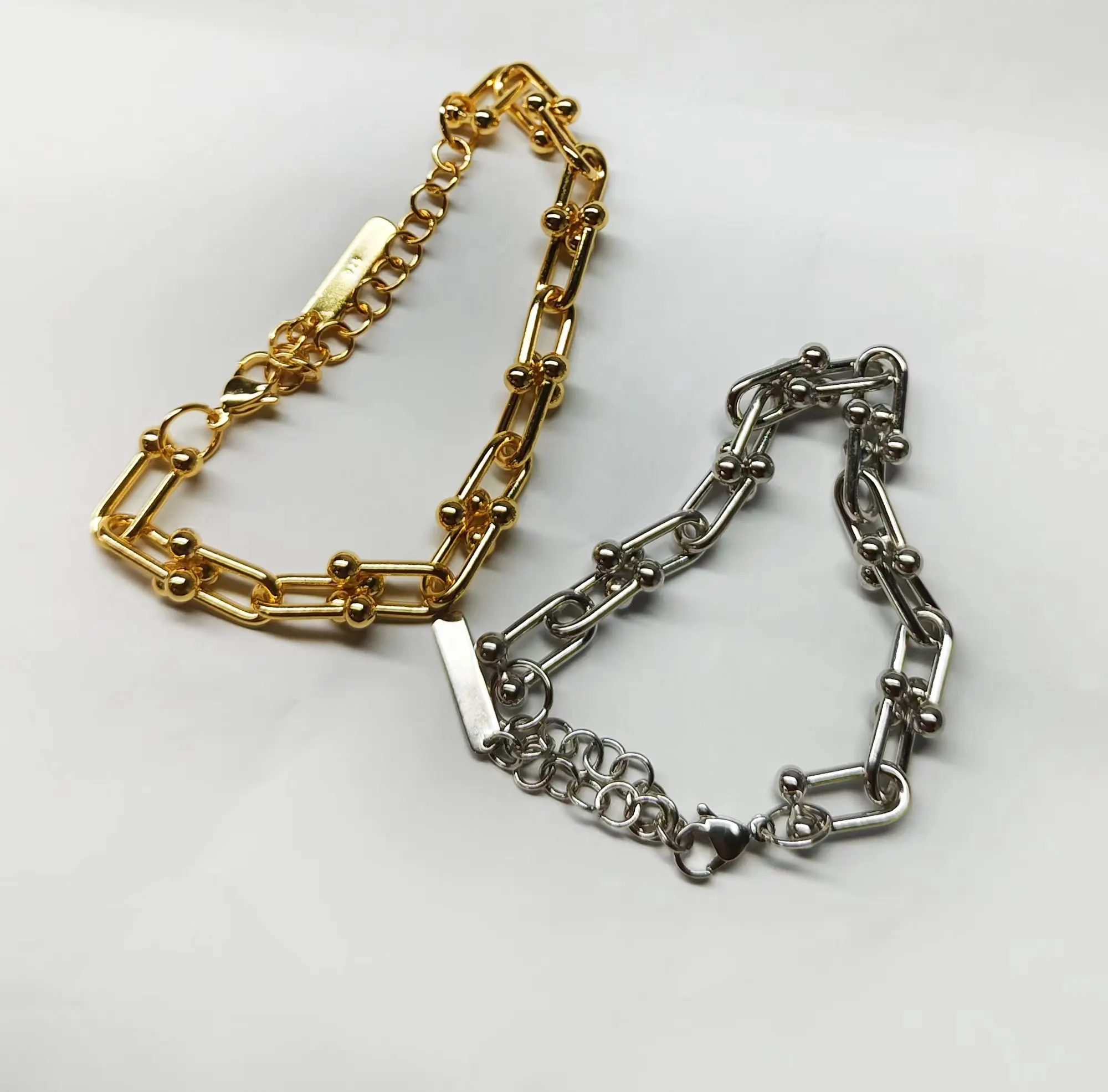 ANENJERY braccialetto regolabile fatto a mano Vintage all'ingrosso regalo di gioielli per donna uomo bracciale a catena con lucchetto Color argento