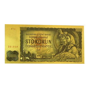 Czech Slovakia Novelty 24 K Gold箔紙幣ためCollection SK <span class=keywords><strong>100</strong></span>通貨誕生日ギフト