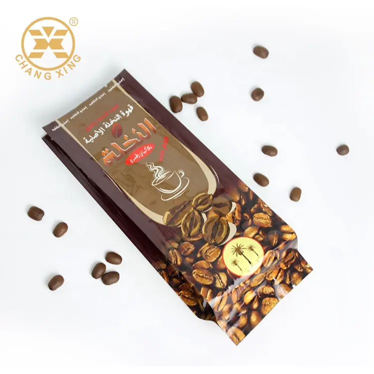 Produttore diretto di sacchetti di caffè marrone a soffietto laterale da 250g con valvola foglio di alluminio personalizzato sacchetti di chicchi di caffè da 250g