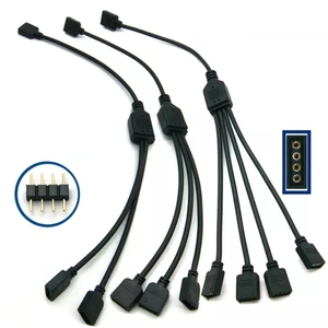 4 pin RGB LED şerit konektörü 1 ila 1 2 3 4 5 tak güç Splitter kablosu 4pin iğne dişi konnektör tel RGB Led şerit ışık - Product Image 5