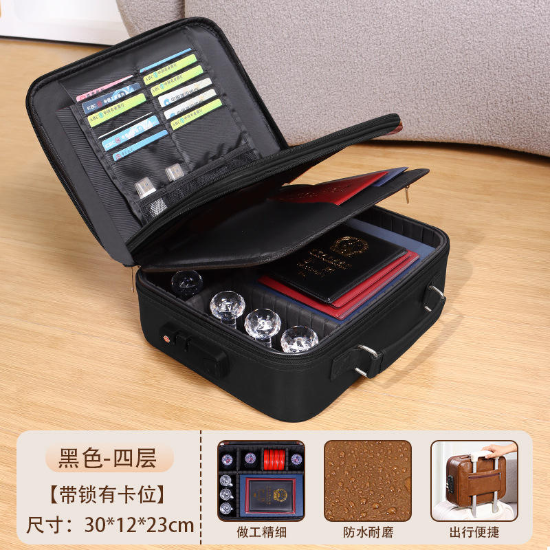 Z-351 Black Quad-Layer Oil-Wax Leather ID Bag