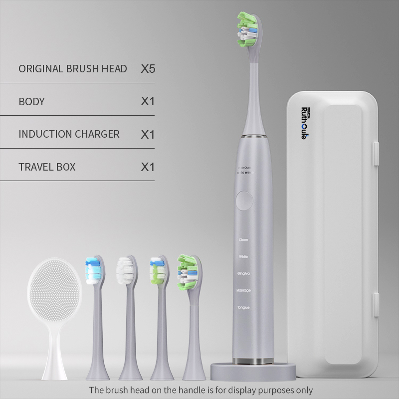 Flash silver+ 5 Brush Heads + Wireless Charger + Travel Case
