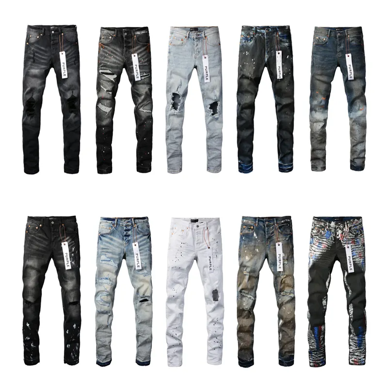 Les fabricants de jeans de marque violets stockent des trous de peinture blanche American High street pour faire de vieux jeans pour hommes de 29 à 40 mètres