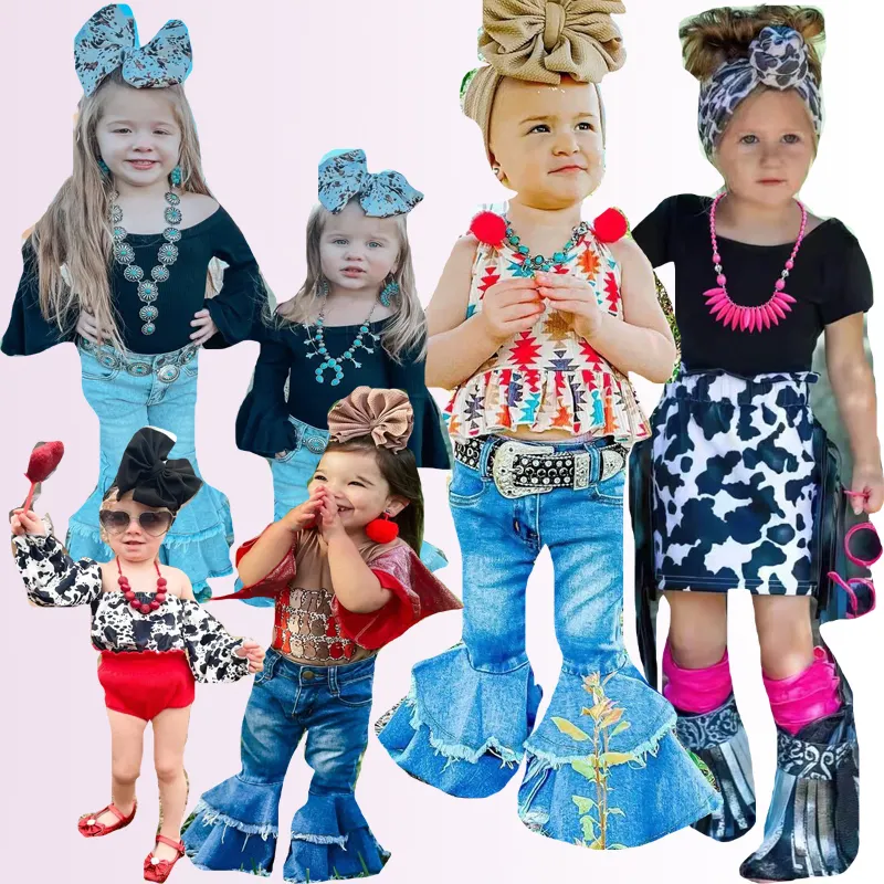 Neonate estate due pezzi moda occidentale ultimo 2023 bellissimi bambini carini all'ingrosso Set Casual Boutique abbigliamento per bambini