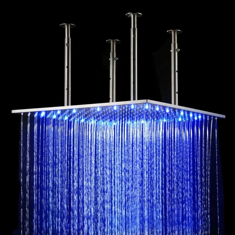 Cabezal de ducha de lluvia LED, ducha de baño montada en el techo de 20 pulgadas, ducha de lluvia LED de acero inoxidable