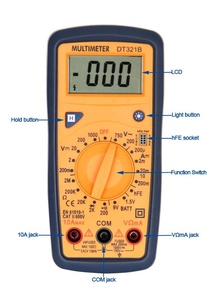 DT321B มัลติมิเตอร์ระบบดิจิทัลแบบพกพาทดสอบแบตเตอรี่พร้อมไฟแบ็คไลท์สีฟ้า - Product Image 2