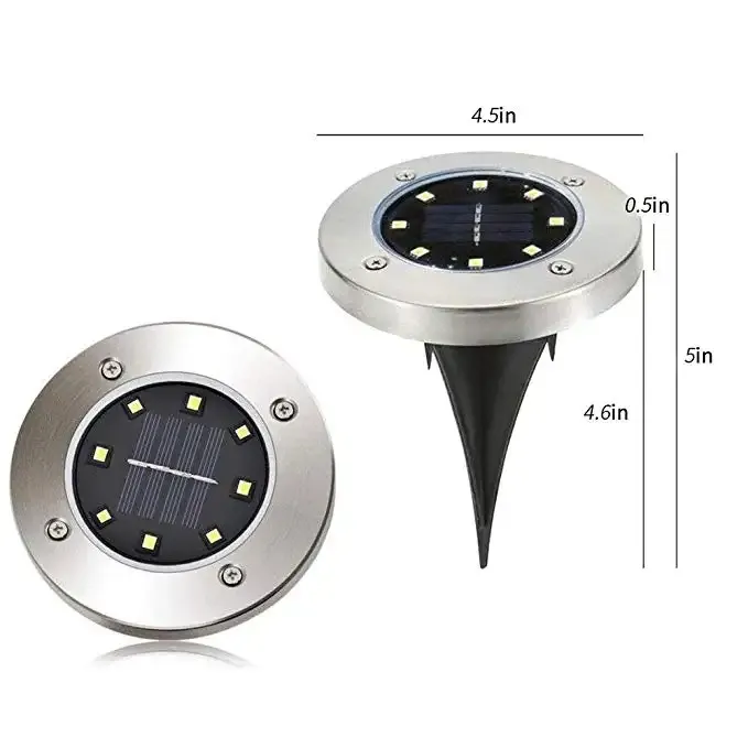 Hot Sale 8led Auto On and off Night Security Disk Powered Led Jardim Luz Passarela Outdoor Solar Ground Lights