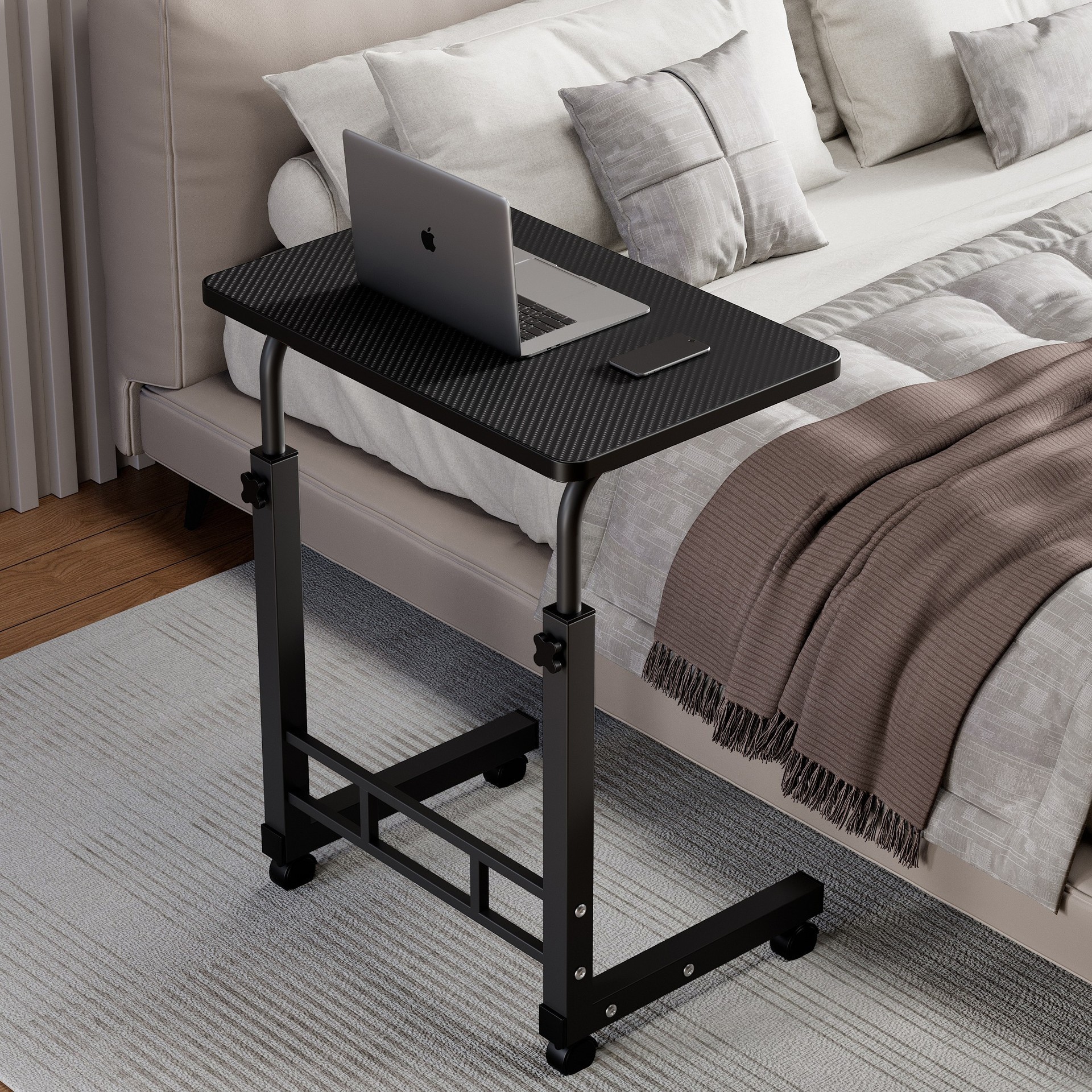 Table de chevet simple cadre noir 60*40 fibre de carbone