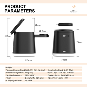 Toptan birden fazla cihaz 5 in 1 kablosuz şarj istasyonu ile Apple Iwatch Airpods için çalar saat - Product Image 6