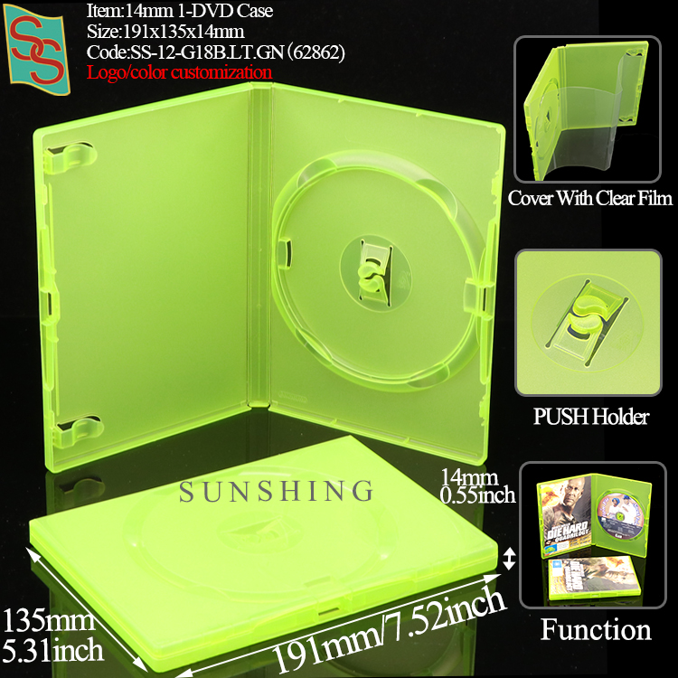 Boîtier DVD 14 mm 1-DVD G18B - Vert clair