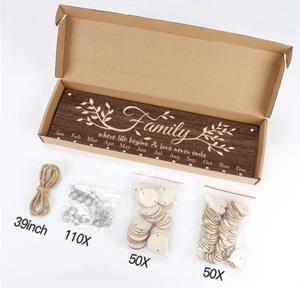 Mộc mạc DIY đánh bóng bằng gỗ treo Hội Đồng Quản trị sinh nhật kỷ niệm nhắc nhở với 100pcs gỗ thẻ gia đình lịch Hội Đồng Quản Trị - Product Image 2