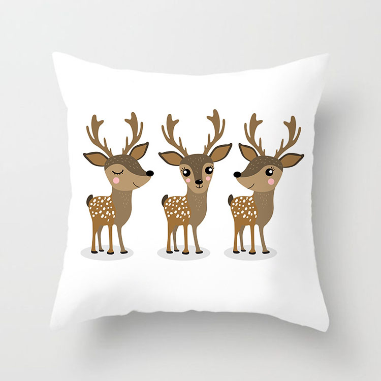 Factory Direct Nordic Style Cushion Cover Custom Christmas Deer Print Cushion Cover