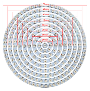1 8 12 16 24 32 40 48 60 93 241 LEDs SMD 5050 WS2812 SK6812 RGB RGBW DC 5V esnek dijital LED dairesel tahta halka ışık şerit - Product Image 5