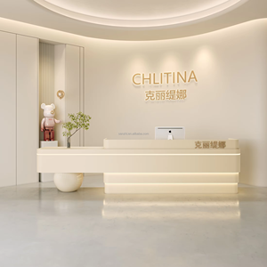 Bàn tiếp tân đơn giản với trụ tròn, ghế đá cẩm thạch, đèn nhiều màu sắc, quầy salon, bàn tiếp tân trang sức với thiết kế mới lạ - Product Image 2