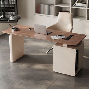 Muebles nórdicos modernos Escritorios de material de madera maciza Escritorios de oficina simples pero inteligentes Escritorios de computadora con enchufes Cajones de almacenamiento - Product Image 3
