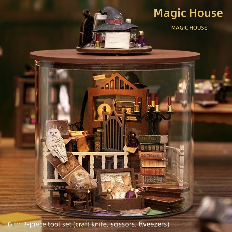 Outil de chalet magique, lumière LED, assemblage requis