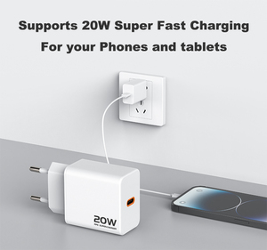 适用于iPhone 12 13 Pro usb-c壁式充电器电缆PD 3.0 QC 2.0 3.0快速充电器C型适配器OVP的20W PD充电套件，适用于欧盟美国 - Product Image 5