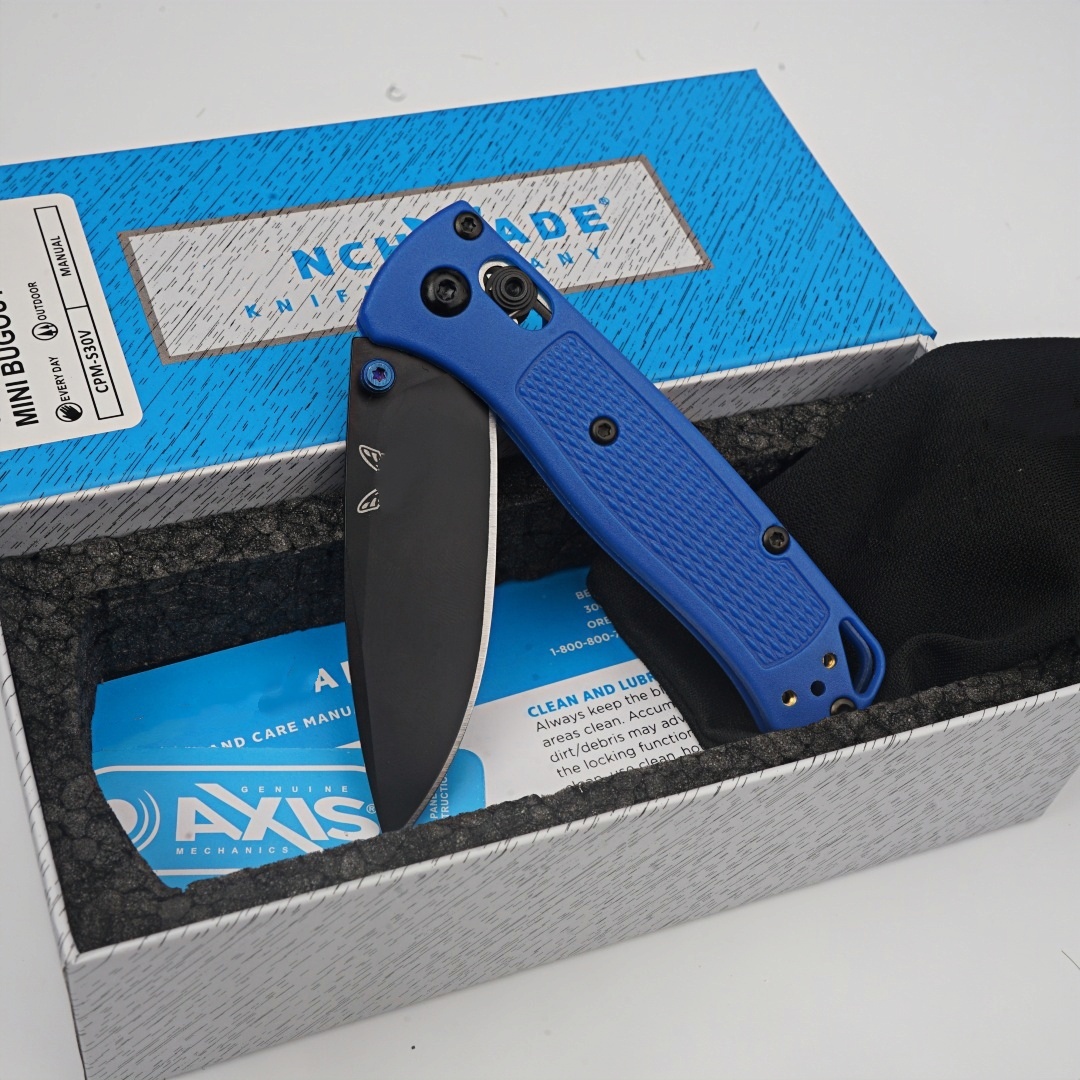 Blue-handled black-bladed