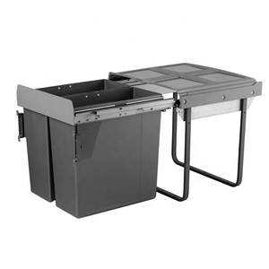 Cubo de basura oculto extraíble, contenedor de basura con carril deslizante, 17L, 34L