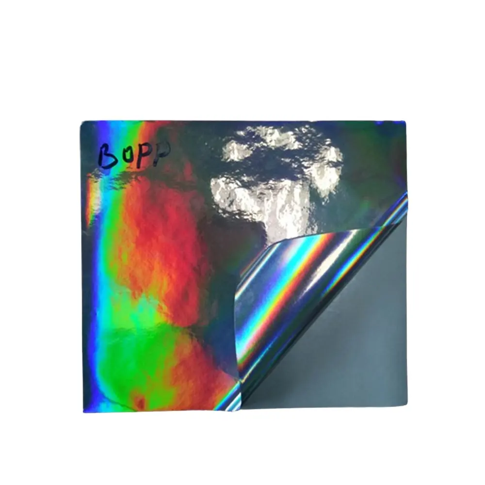 Pellicola adesiva olografica low moq stampabile autoadesiva colore arcobaleno 3D adesivi in pellicola vinilica olografica in plastica