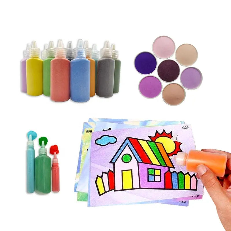 للبيع بالجملة مجموعة رمال ملونة للأطفال مرسومة بكميات كبيرة زجاجة صغيرة 80--سعر شبكة الرمل فن التلوين التعليمي