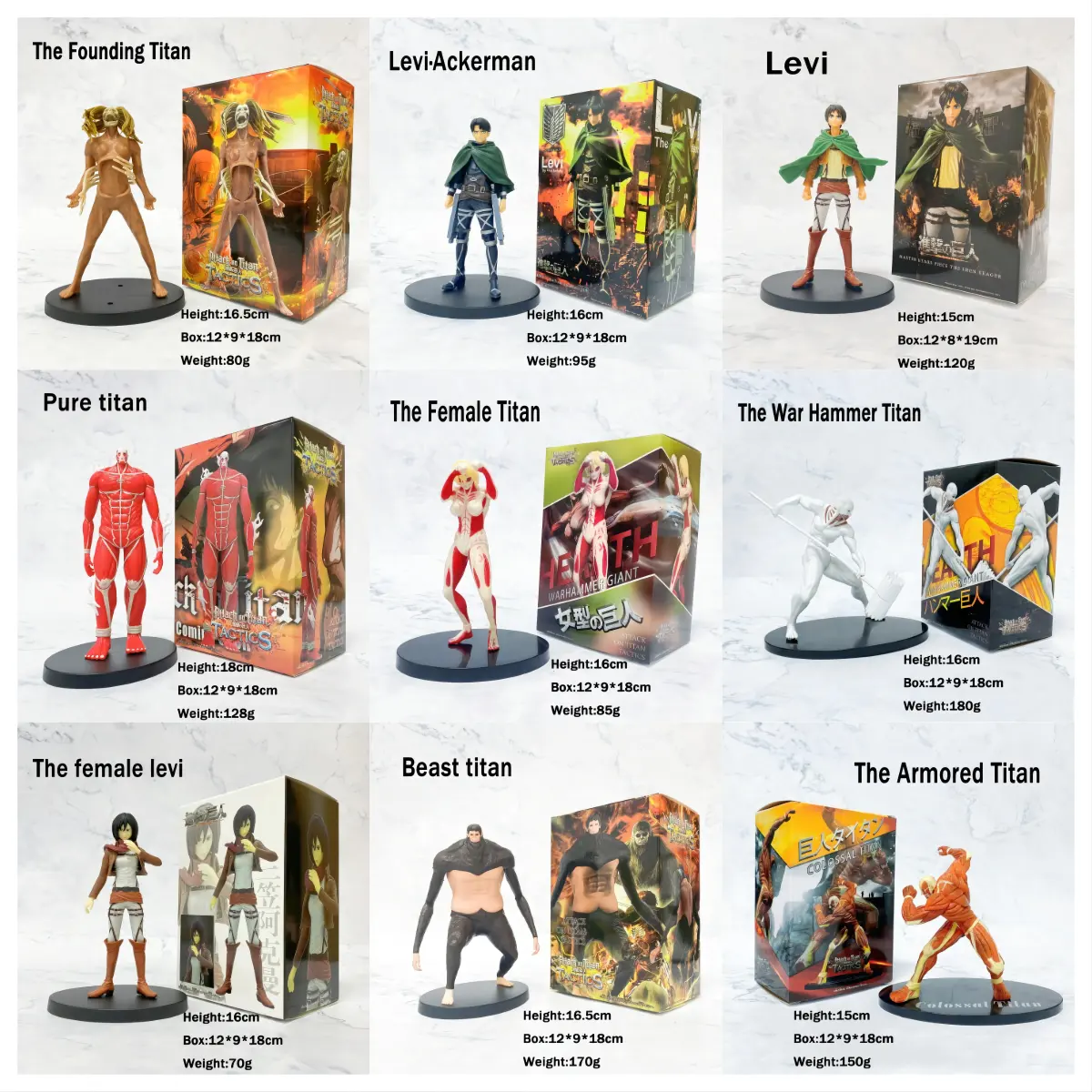 Figurine en PVC, 15 modèles, figurines d'anime japonais, figurine d'action Attack on titan, Eren Levi Titan