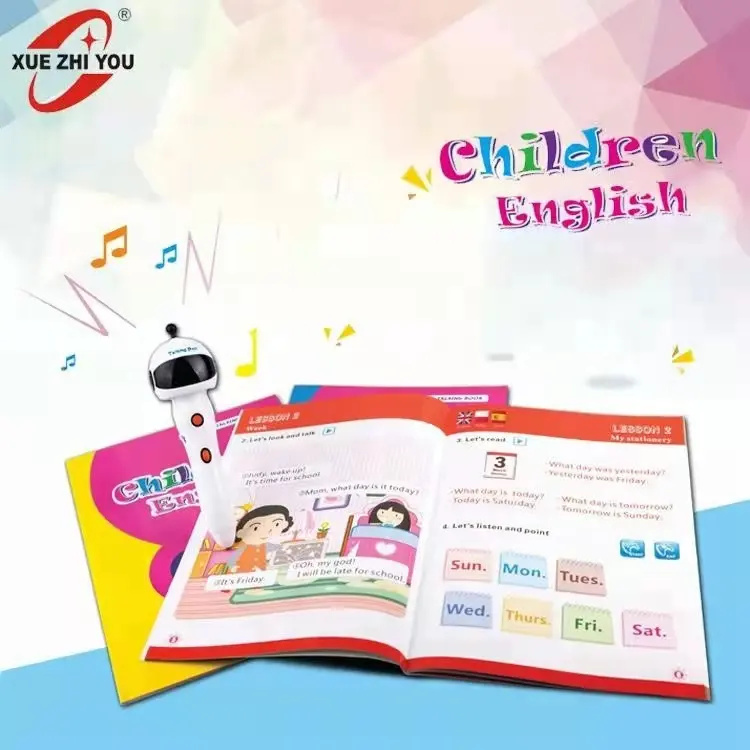 Penna parlante per traduzione in 6 lingue per bambini in età prescolare penna per lettore educativo precoce intelligente giocattoli per l'apprendimento del bambino con 3 libri