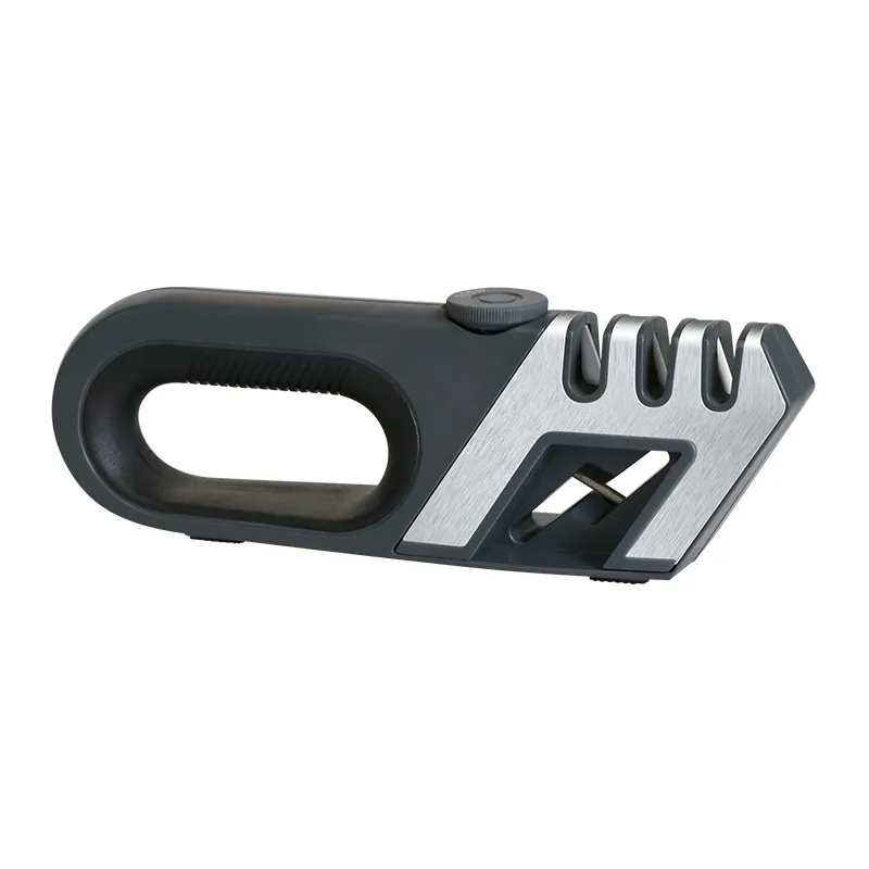 Afilador de cuchillos de cocina Manual de acero inoxidable Abs + diamante para el hogar, 3 etapas, tijeras