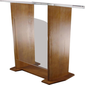 Akrilik kilise podyum minber tartışma konferans kürsü Lucite ahşap tutucu tekerlekler üzerinde namaz el ve çapraz plak - Product Image 3