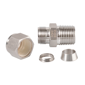 <strong>1</strong>/4 OD Stainless Steel Compression Ferrule <strong>1</strong>/4 Inh <strong>NPT</strong> Male Straight Adapter with Double Ferrules 6mm Oil Application <strong>Connect</strong> - Product Image 4