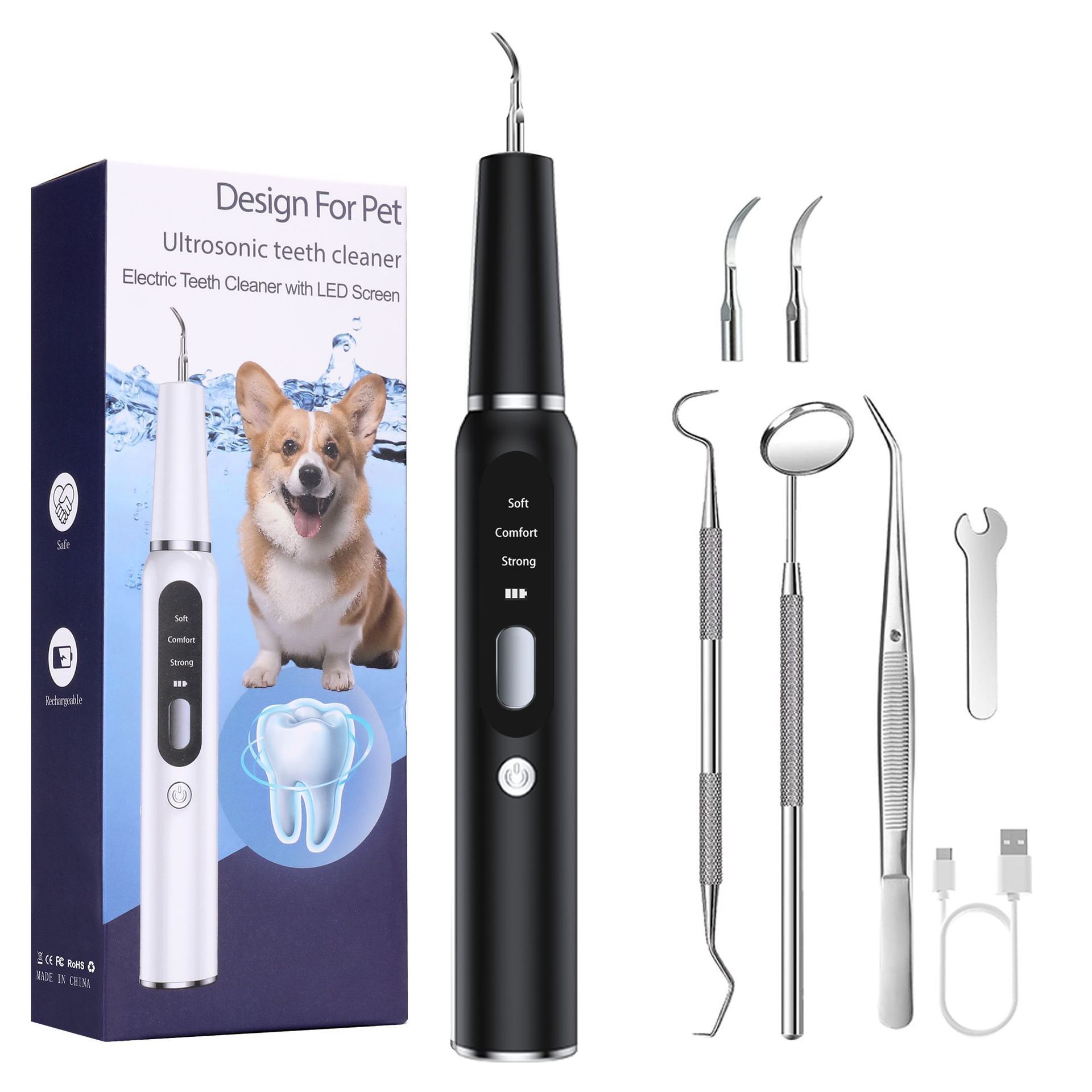 Nettoyant dentaire pour animaux de compagnie K15 noir, ensemble de 3 pièces